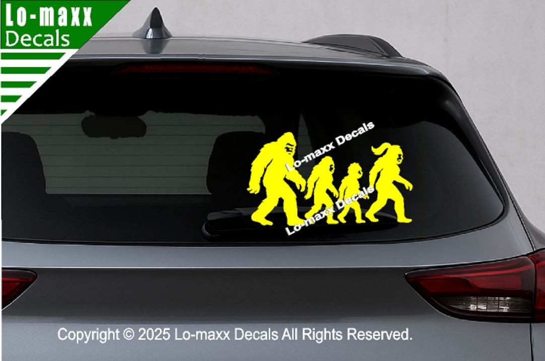 Bigfoot Sasquatch Family Vinyl Decal Die Cut Sticker for Car Truck SUV Window