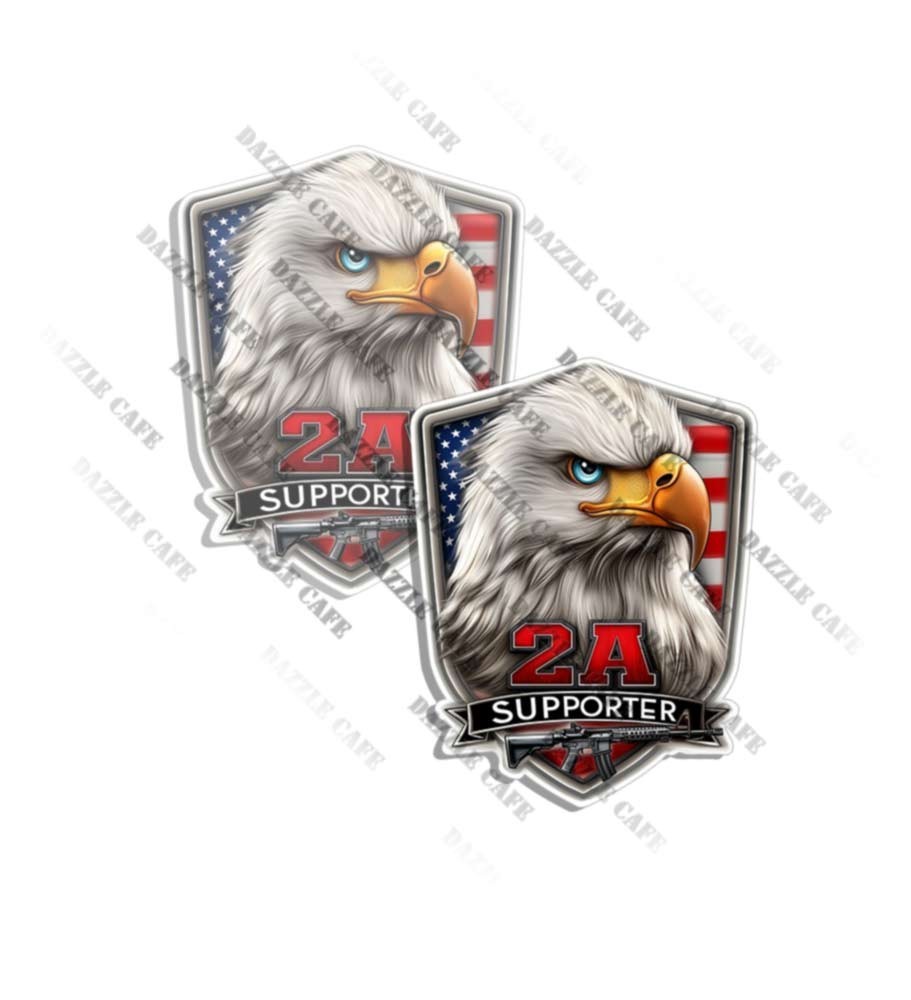 EAGLE 2ND AMENDMENT PRO GUN STICKER DECAL NRA REPUBLICAN Made in USA 2 PACK
