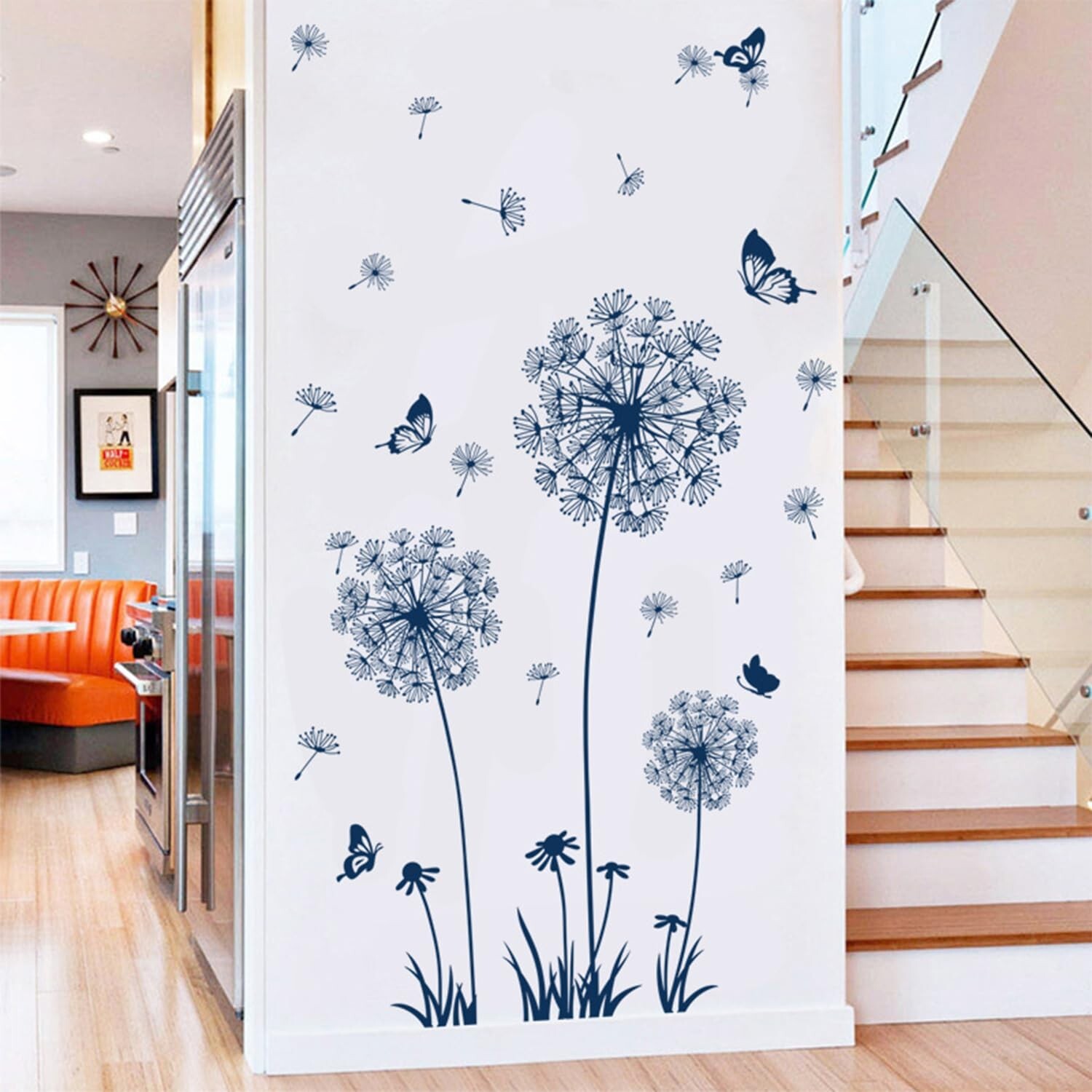 Dandelion Wall Decals Peel and Stick Dandelion Wall Stickers Blue Large Flora…