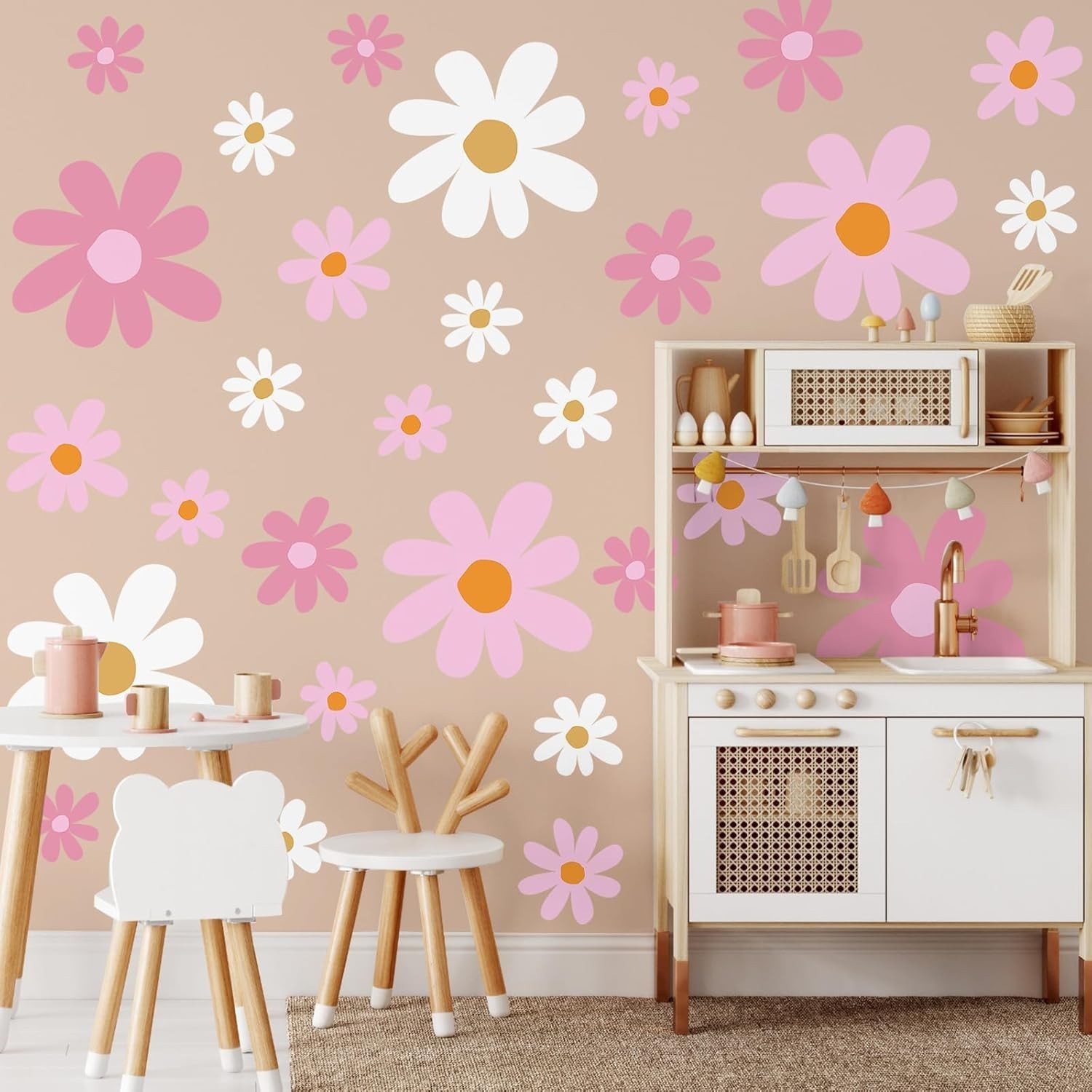 12 Sheet Daisy Wall Sticker Decal Removable Cute Daisy Bedroom Room Decor Flo…