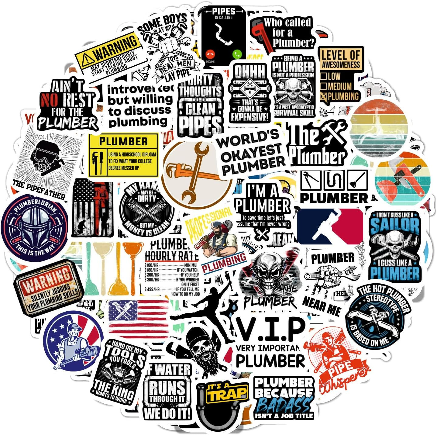 100Pcs Funny Plumbing Stickers for Hard Hat – Plumber Gifts Men Plumber…