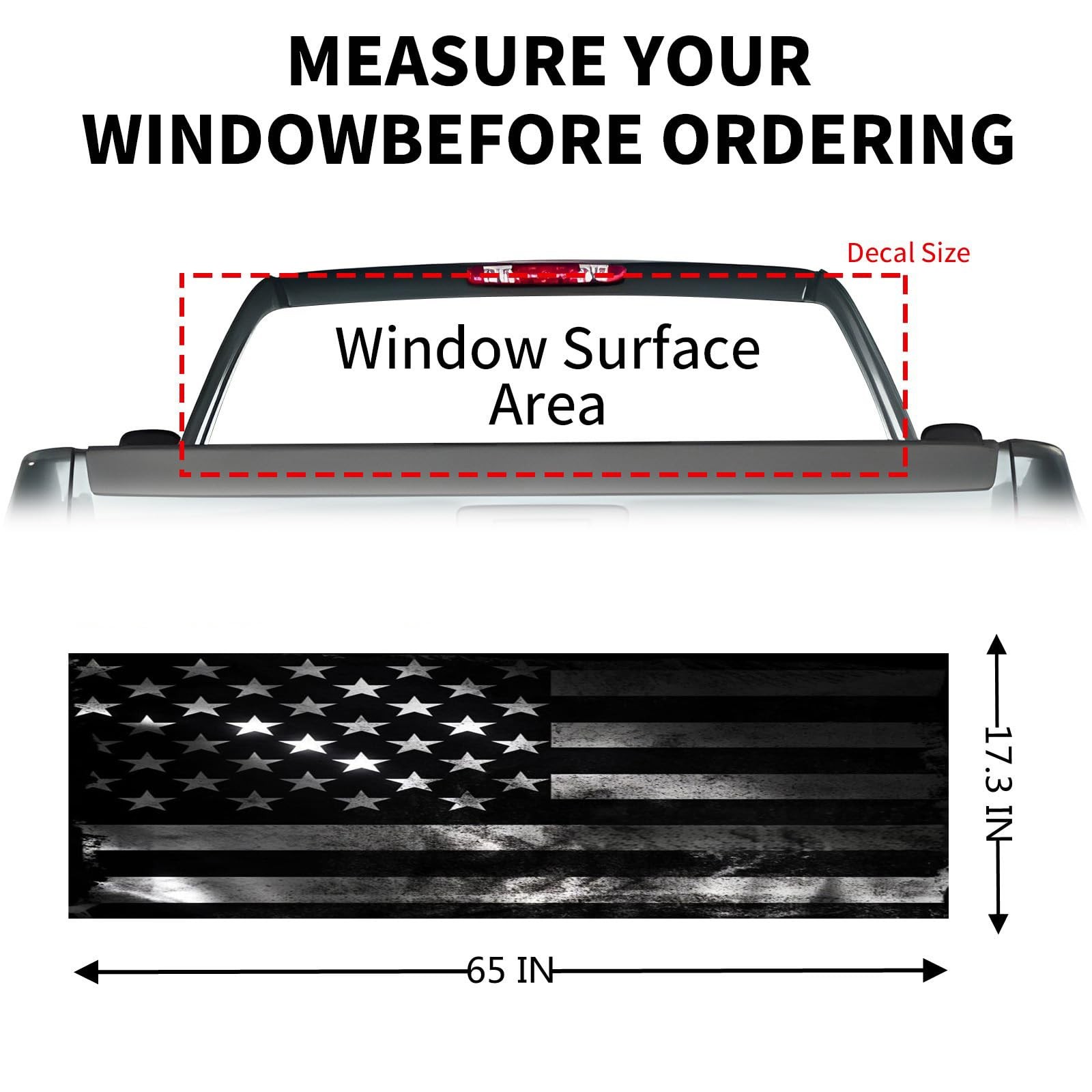 American Flag Window Decal for Trucks 65×17.3 in Rear Truck Decor
