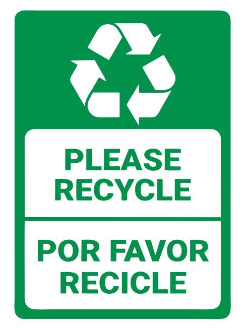Please Recycling / Por Favor Recicle Safety Sign Sticker Decal Label D7361