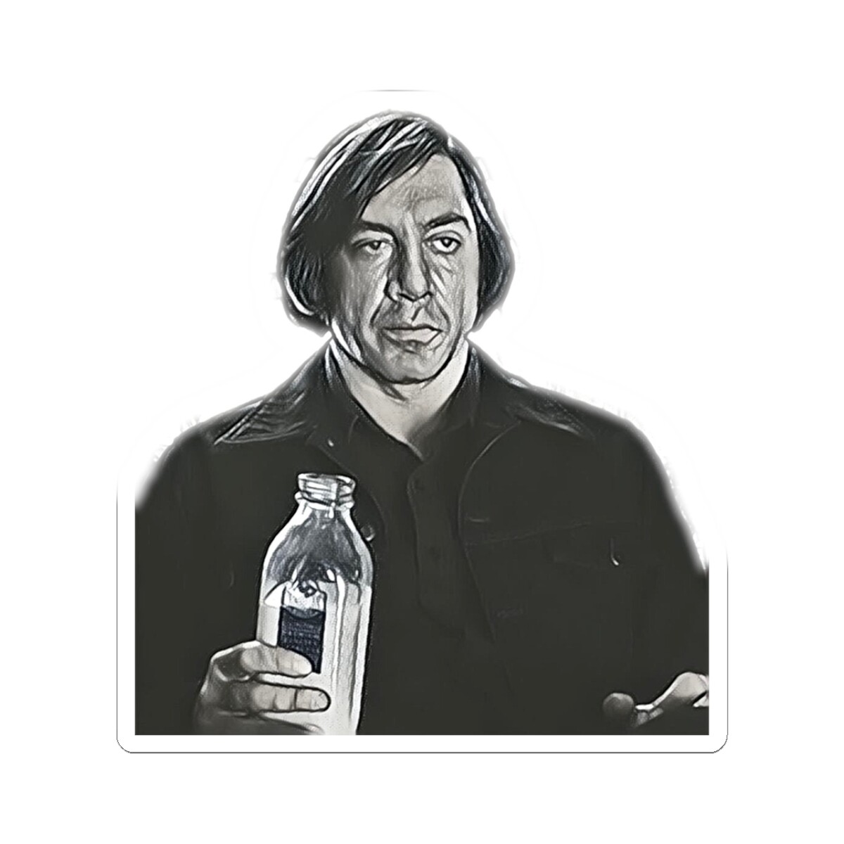 Anton Chigurh Kiss-Cut Stickers, Movie Character Art, Laptop Decals For Indoor