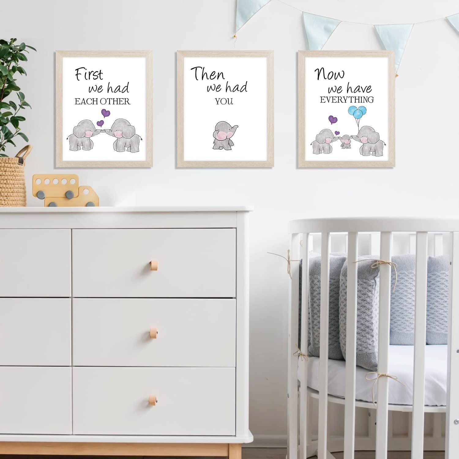 Elephant Family Framed Canvas Wall Art ,First We Had Each Other Quote Art Pri…