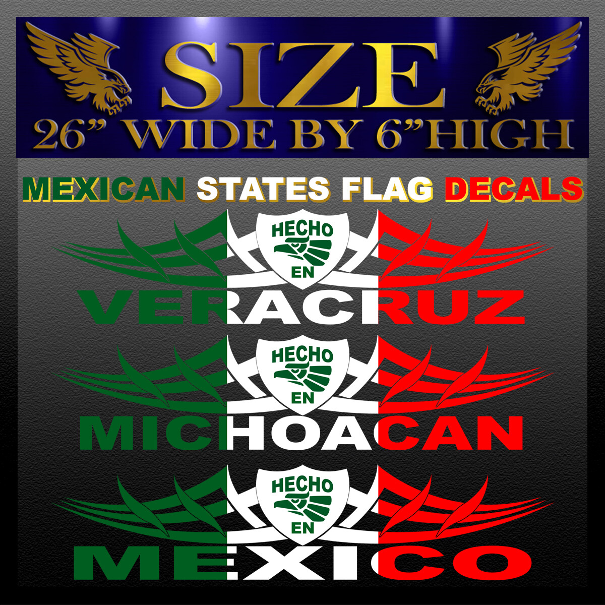 1 Mexican State Flag Decal Mexico Vinyl Decal Stickers, Decals & Vinyls