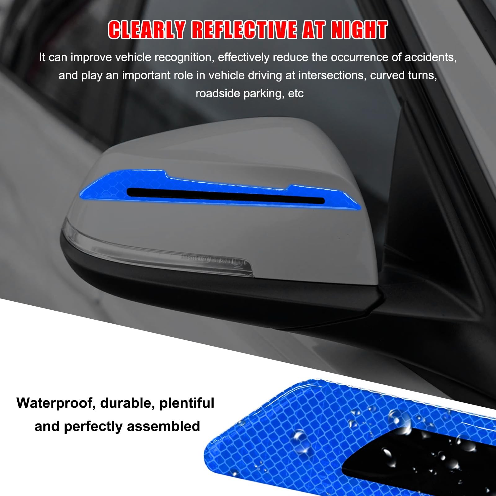 12PCS Reflective Car Stickers Set, Rearview Mirror Side Warning Sticker Door …