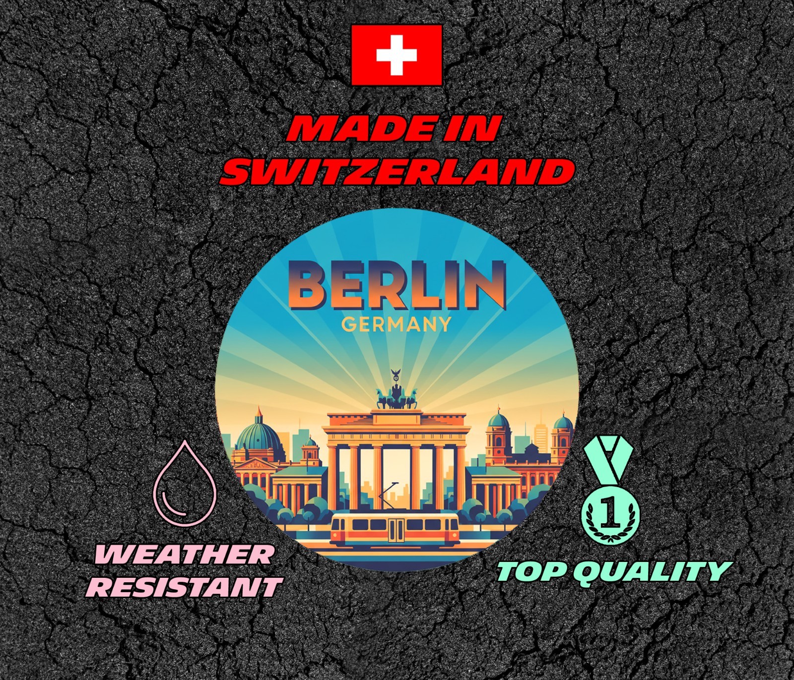 Berlin Germany Vintage Travel Sticker Die Cut Waterproof Vinyl Laptop Decal
