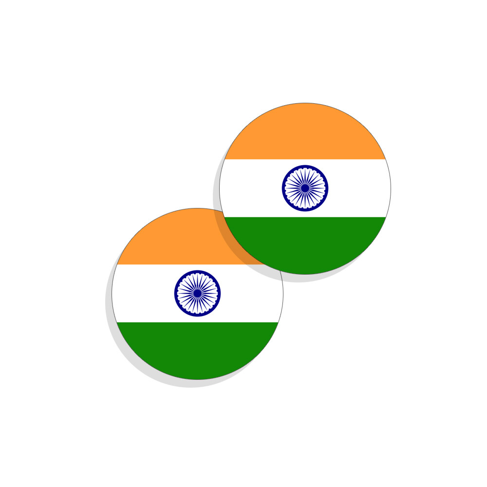 India Flag Stickers Flag Decals Vinyl Round Indoor Outdoor Circles 4 pack
