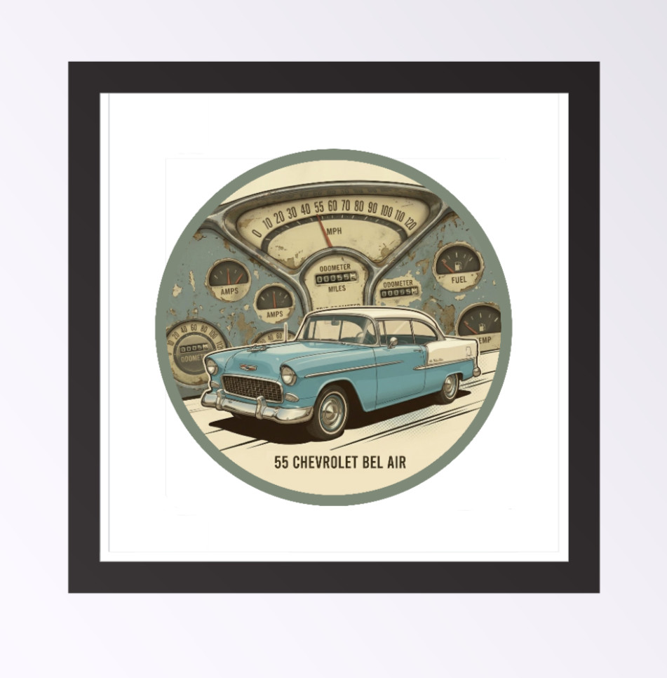 Car Classics "55 Bel Air Vintage" 4" Vinyl Decal Sticker Handcrafted Vehicle 26