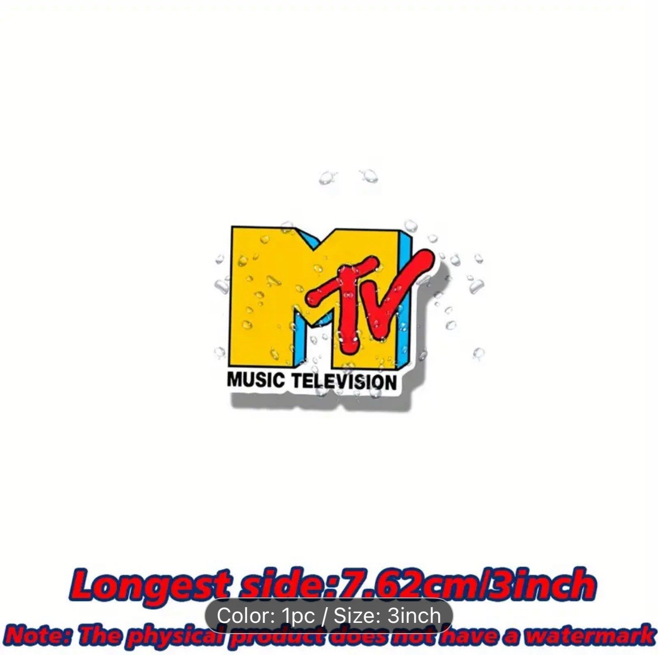 MTV Music Television Video Vtg Retro 80s 90s Yellow Print Vinyl Sticker Decal