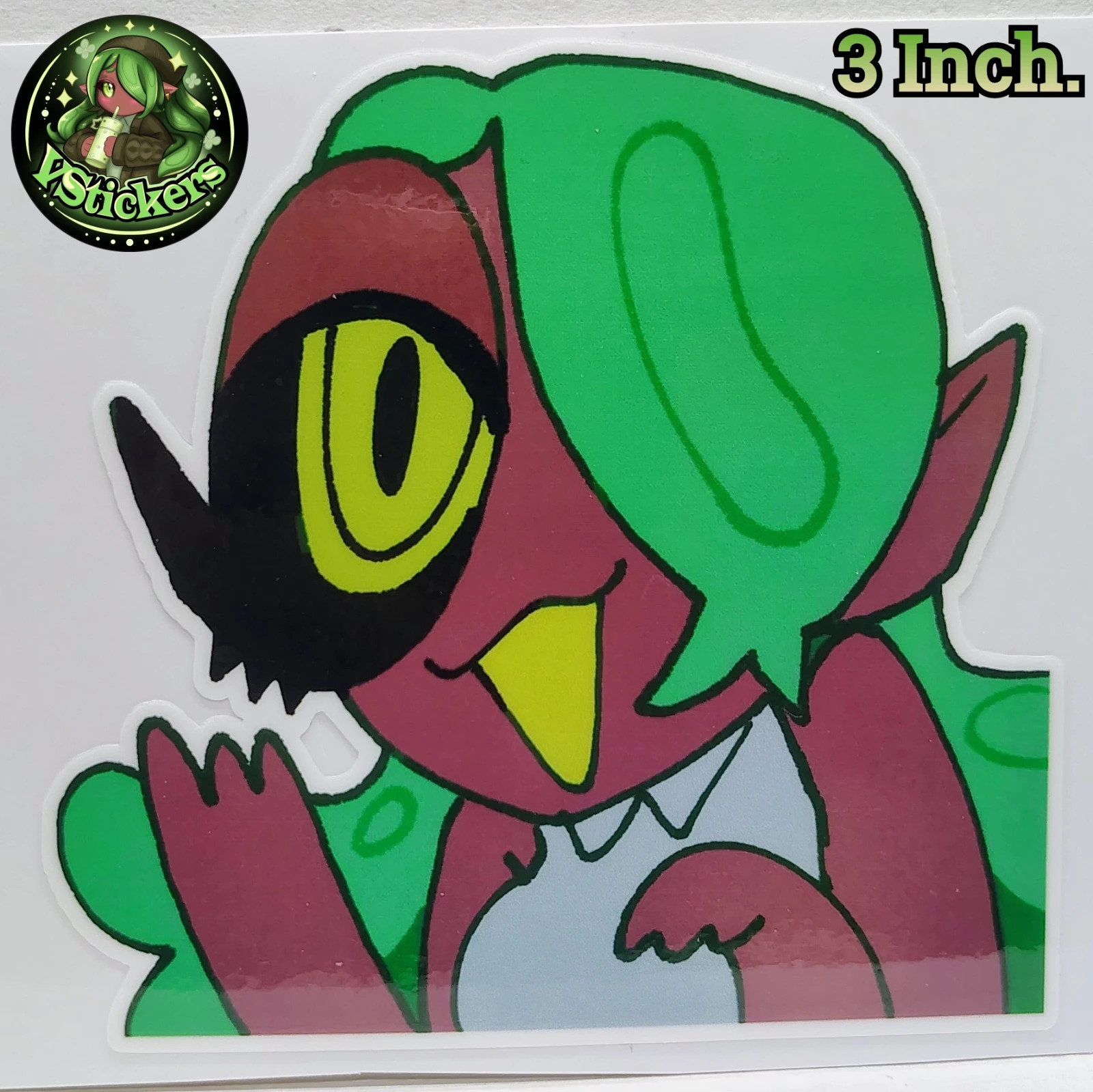 [OC][3 Inch.] Emeralda Silly Goober Wave! – Water-Resistant Vinyl Sticker!