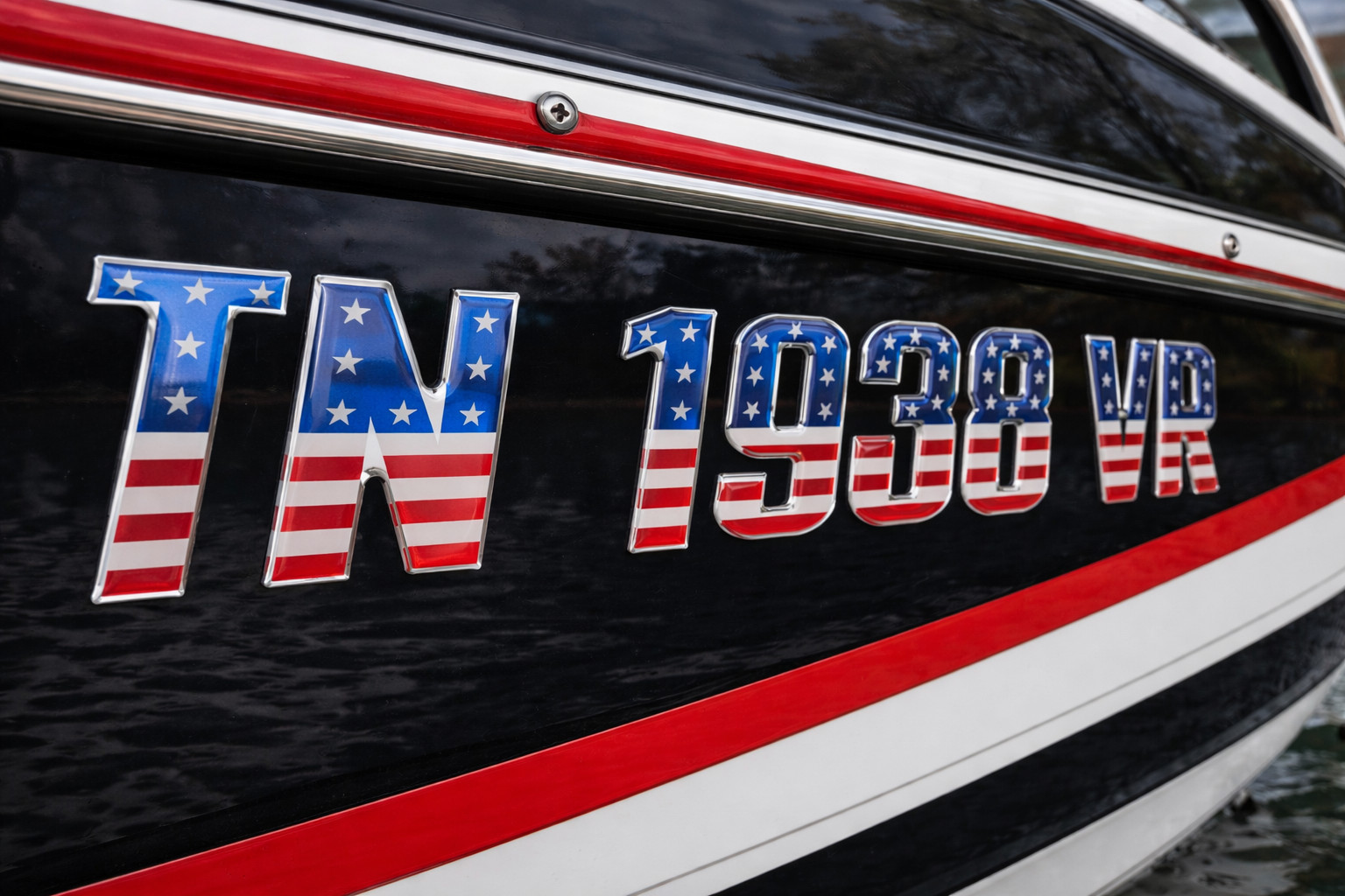 USA Flag Boat and Jet Ski Lettering Marine Grade Raised Registration Numbers