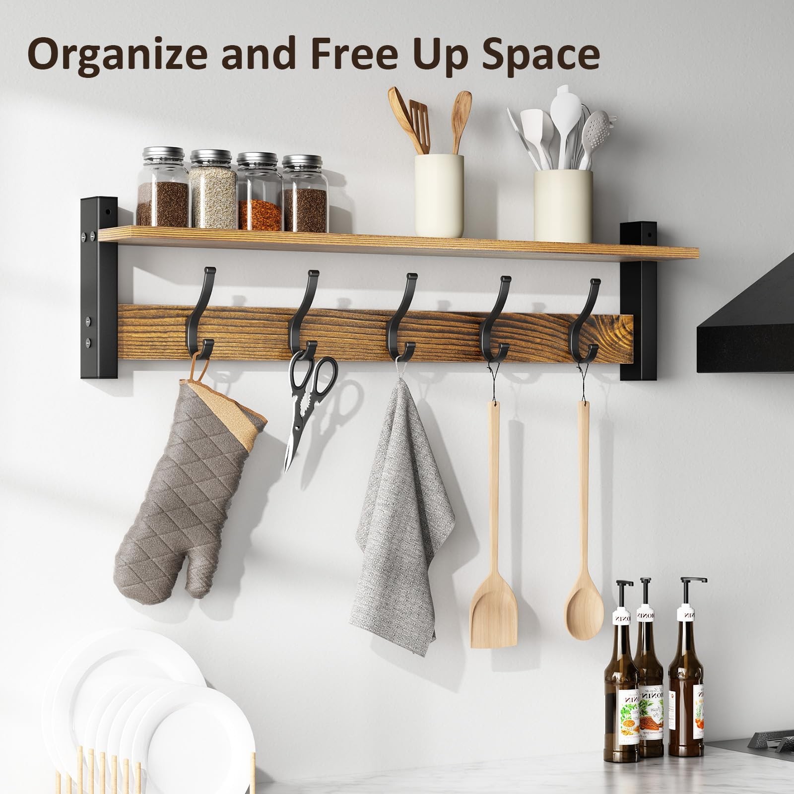 Coat Rack Wall Mount with Shelf, 29 Inch Coat Hanger Walls Mounted, Hat Rack …