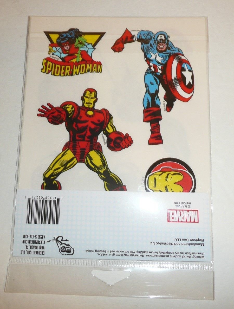 Marvel Comics 16 Car Window Decals Set Hulk Ironman Captain America Spiderman
