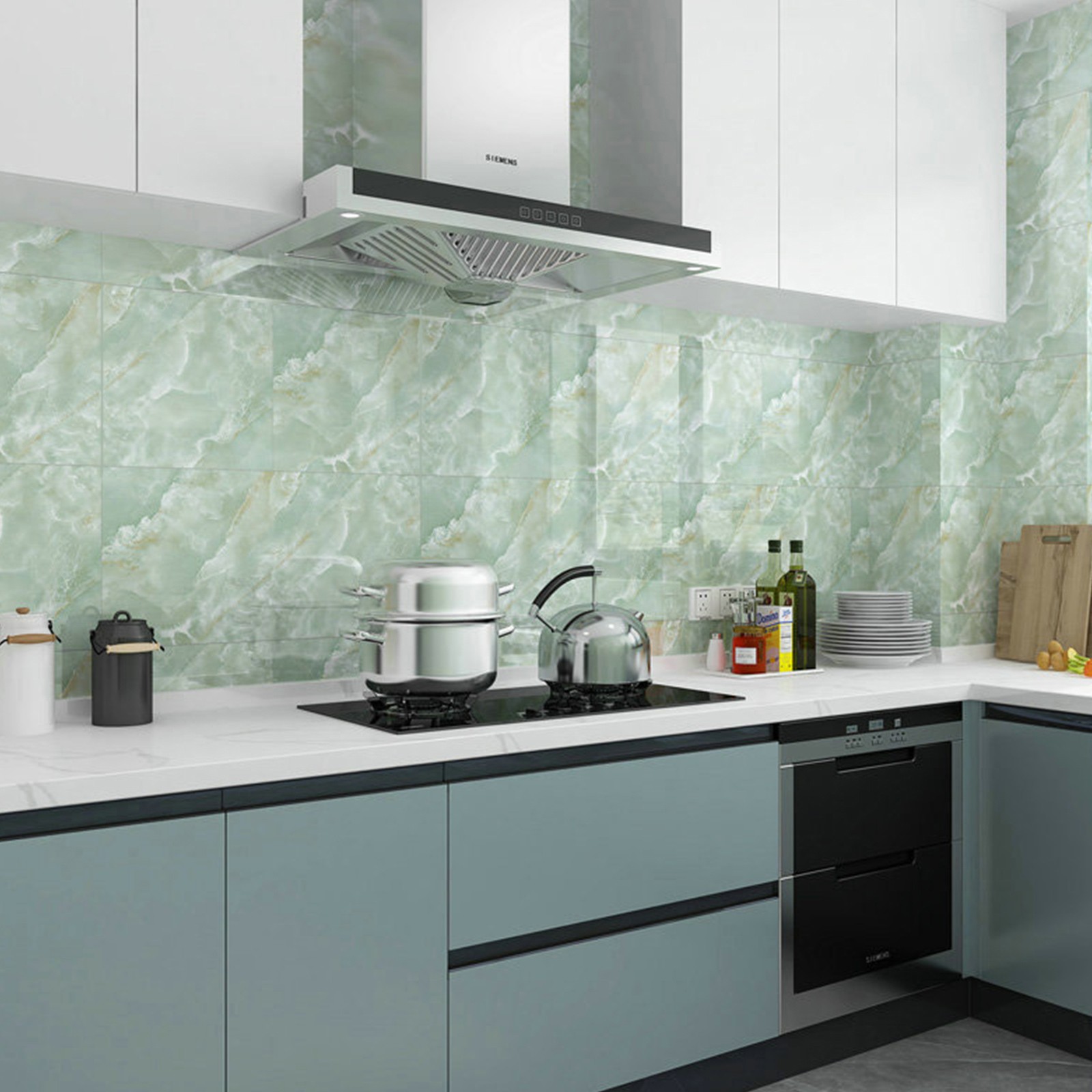 1-40pcs Marble Stone Tile Sticker Wall Paper PVC Panels Self-adhesive Waterproof