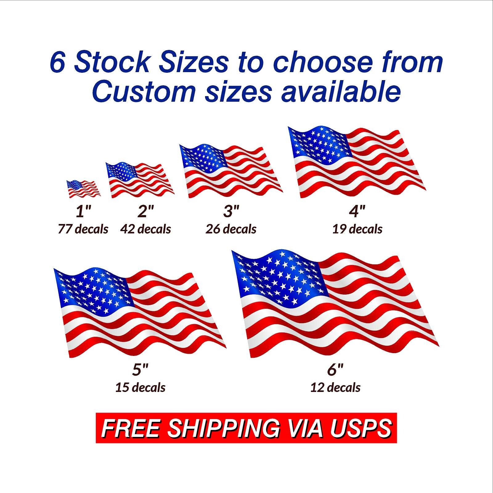 Rolls of Peel & Stick Waving American Flag Stickers