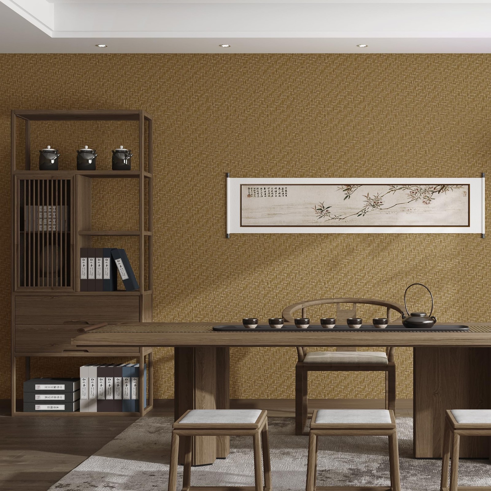 Haimin Fabric Wallpaper Textured Contact Paper (24in X 393in) Grasscloth Peel…