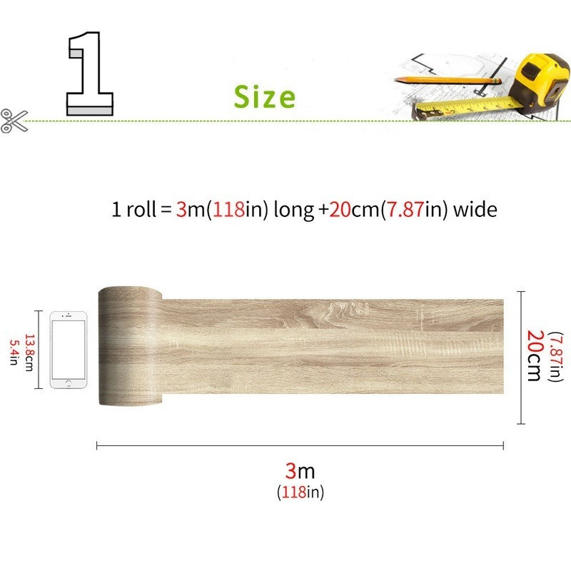 Wood Texture Floor Sticker Waterproof Wallpaper Tiles Desk Sticker Non-Slip
