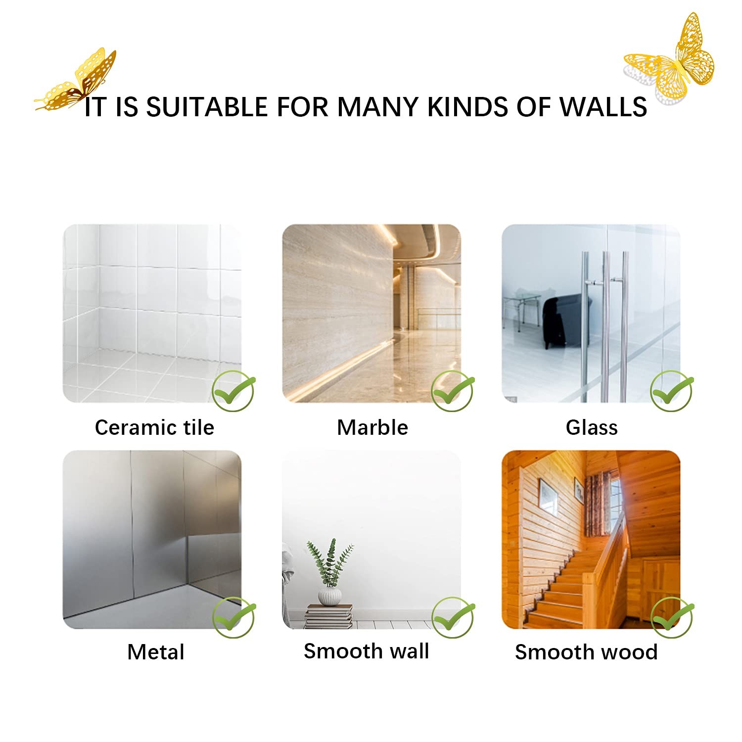 3D Butterfly Wall Decor – 48 Pcs, 4 Styles, 3 Sizes, Gold Butterfly Decoratio…