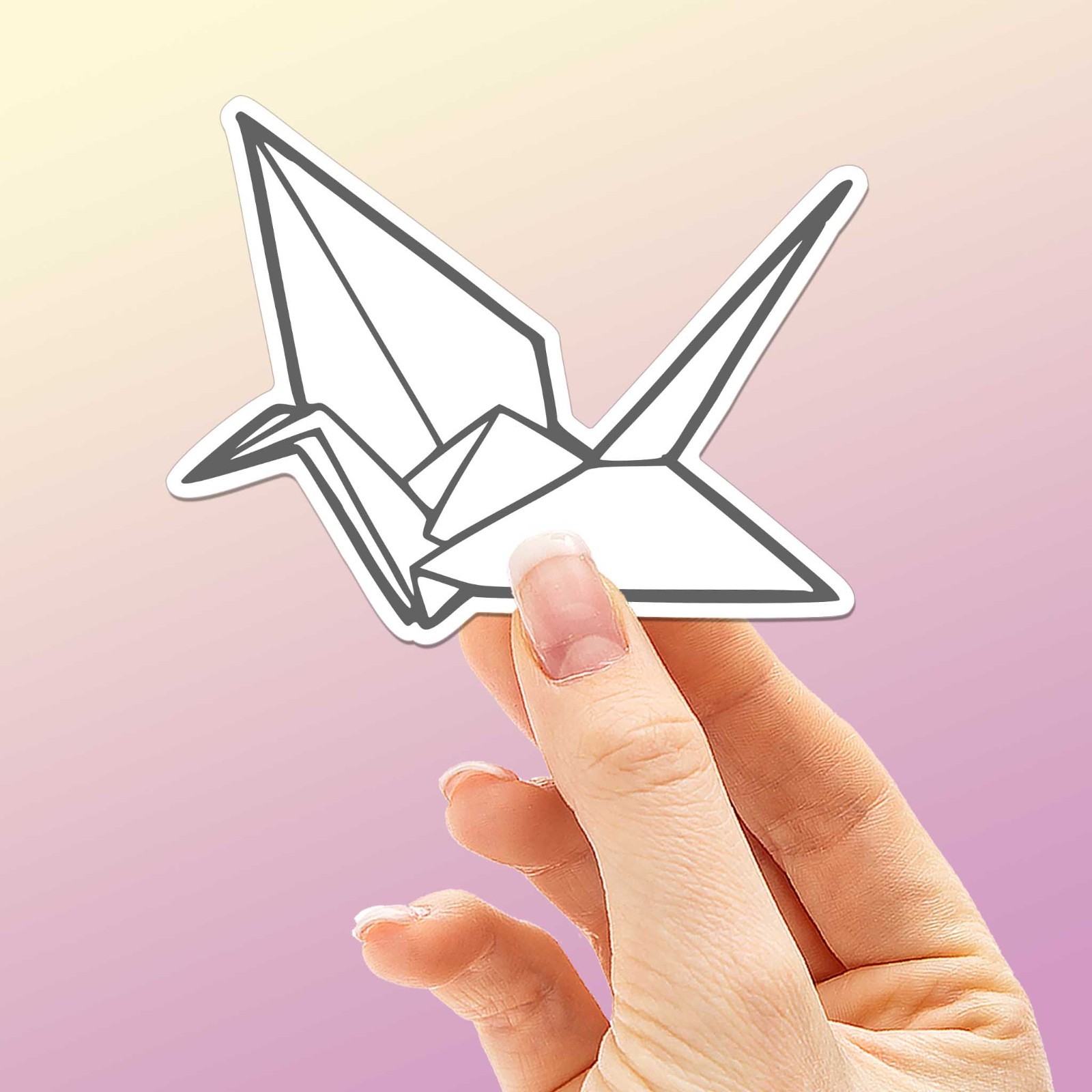 Origami Paper Crane Sticker – Cute Aesthetic Decal for Laptop & Water Bottle