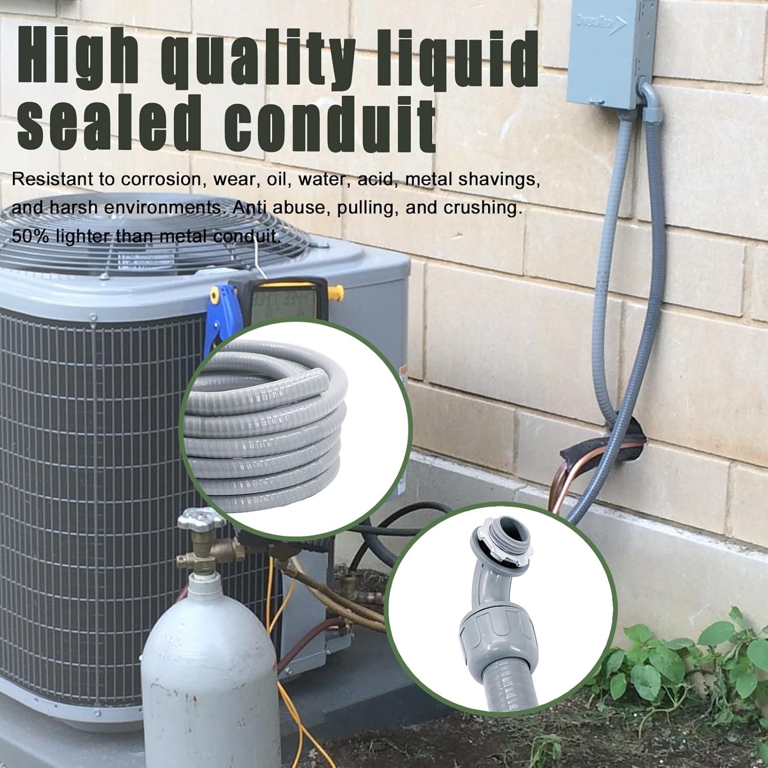 Liquid-Tight Conduit and Connector Kit – 3/4 Inch 100 FT Non Metallic Liquid …