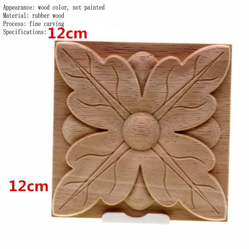 Unpainted Wood Color Decal Applique Furniture Square Home Decoration Accessories