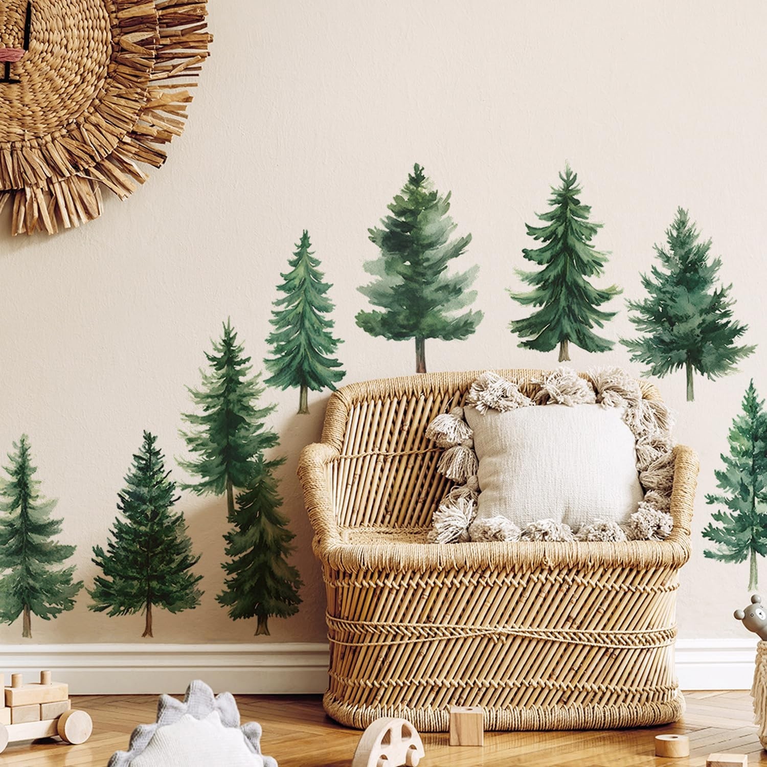 Large Woodland Nursery Decor Watercolor Pine Tree Wall Stickers Nursery Wall …