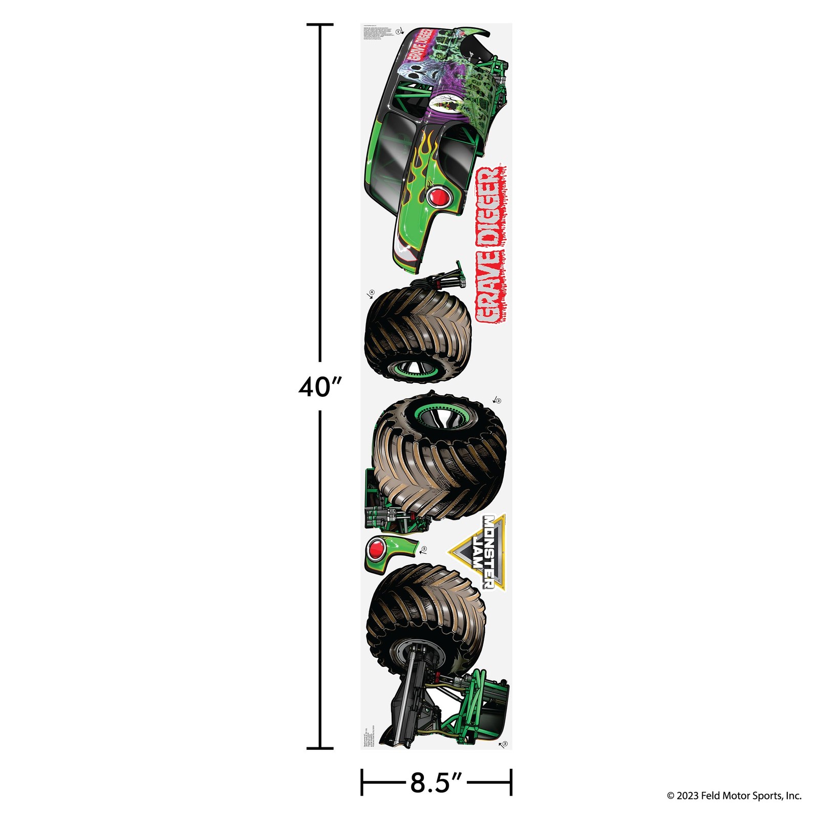 Monster Jam Wall Decals – 23" Grave Digger Wall Stickers with 3D Augmented Re…