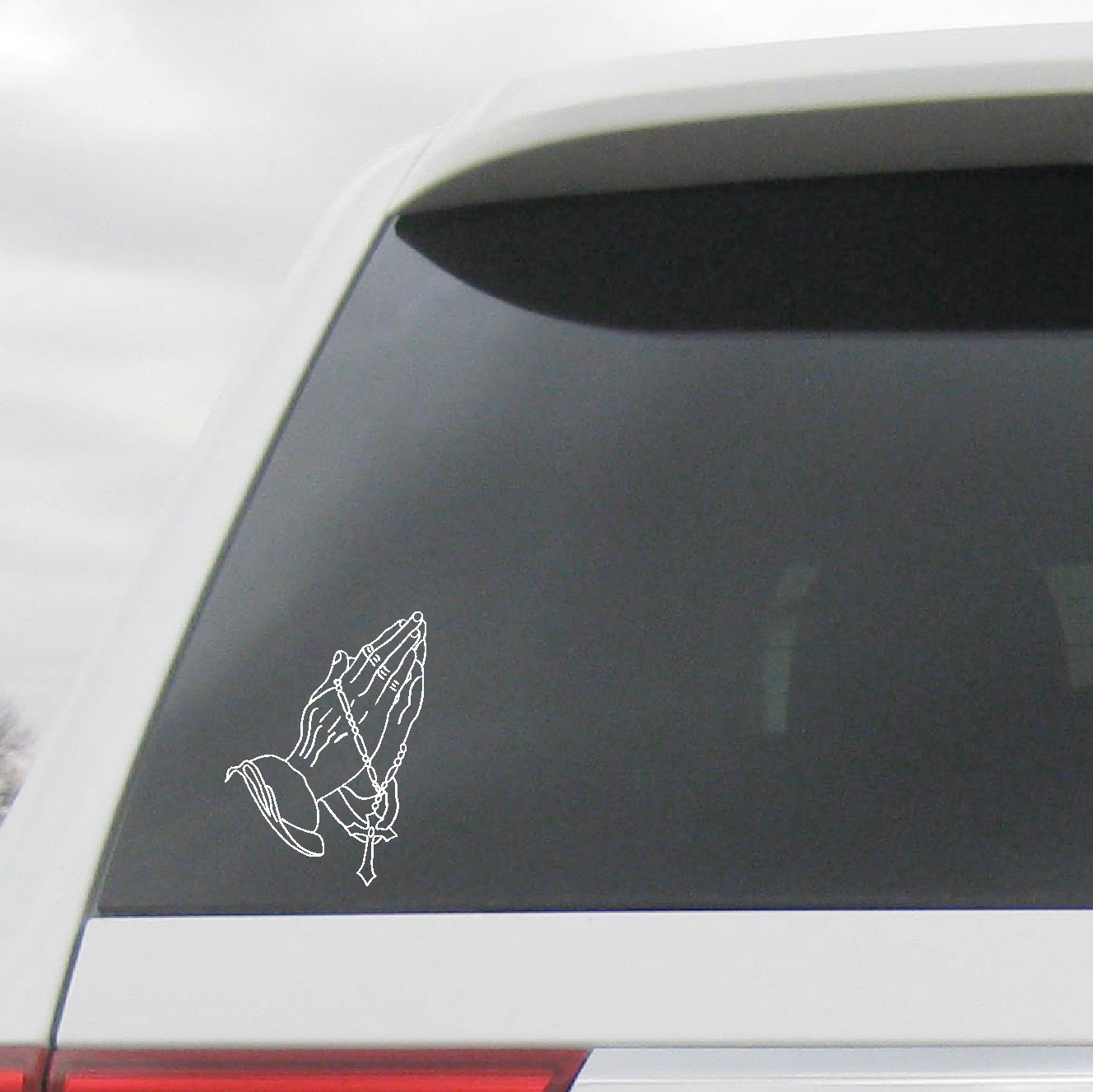 PRAYING HANDS DECAL CROSS CHRISTIAN CATHOLIC RELIGION STICKER VINYL WINDOW WALL