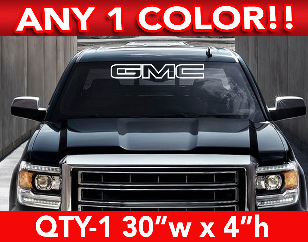 GMC "WORD" OUTLINE WINDSHIELD DECAL 30"w x 4"w ANY 1 COLOR
