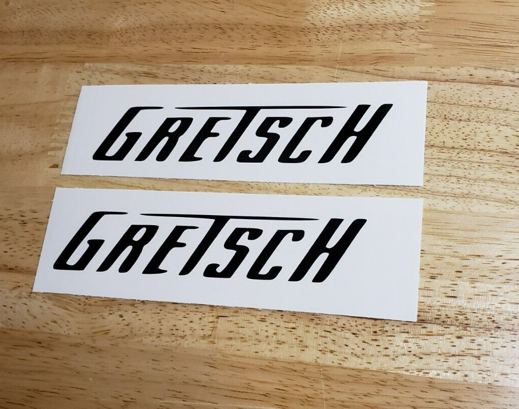 GRETSCH Decals Stickers Gloss Black 8" (2) Fast USA
