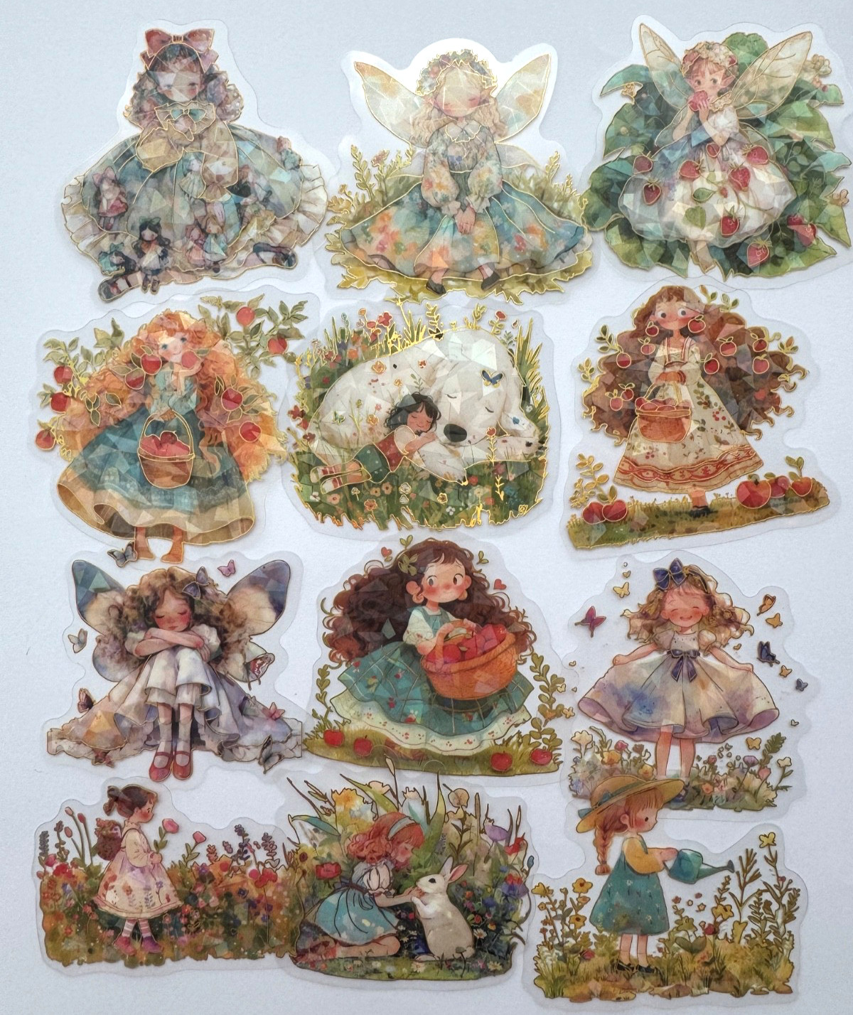Fairy Tale Princess Stickers Transparent Vinyl Gold Foil 5pcs Random Mix