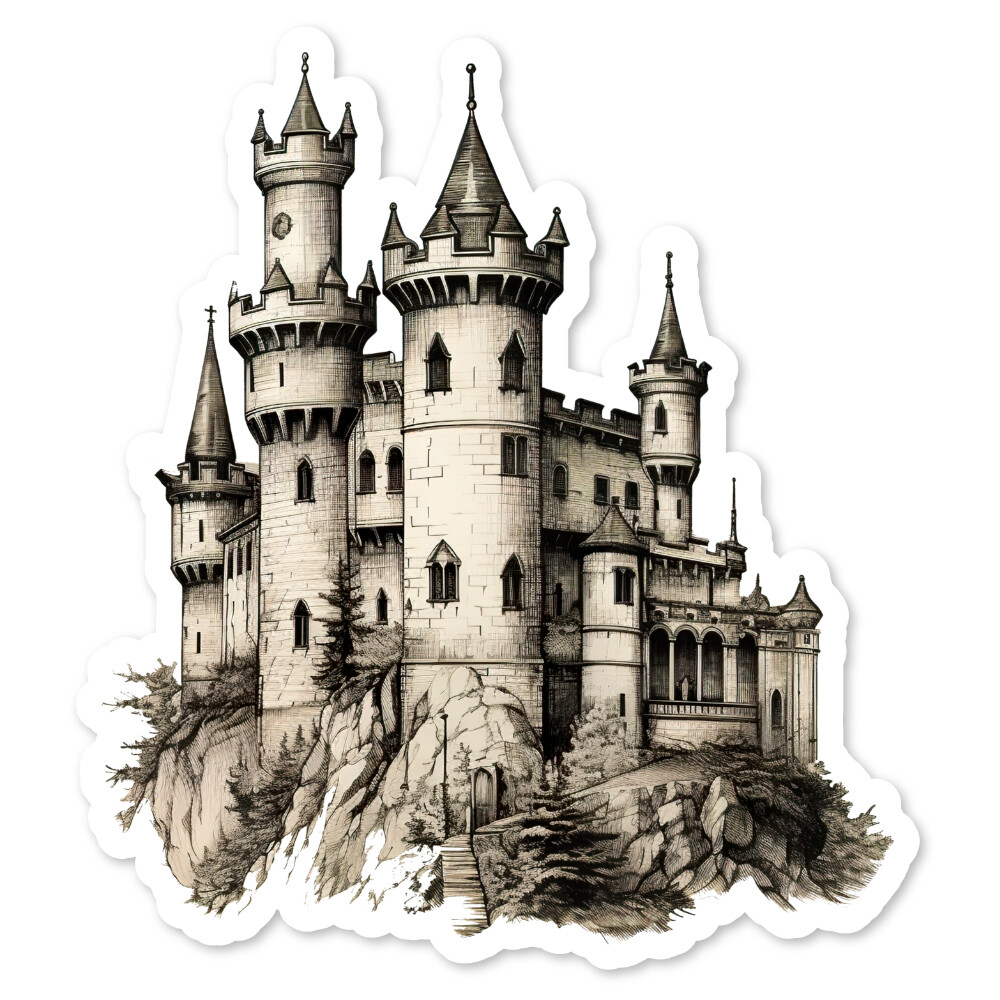 Gothic Castle Vinyl Sticker, Scrapbook, Water Bottle, Laptop Collectible 2 sizes