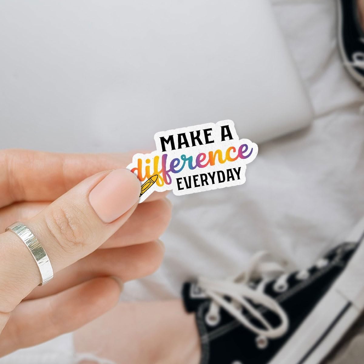 3Pcs Make A Difference Every Day Sticker Funny Teacher Gift for Teachers Crayon