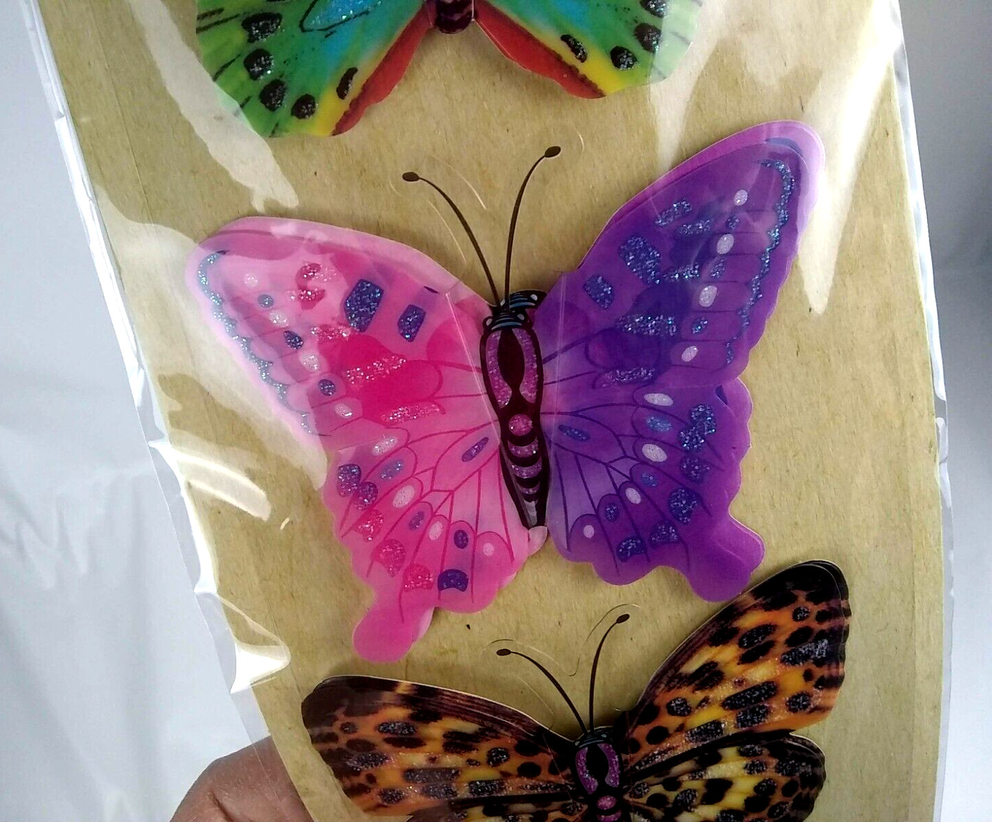 Butterflies Pop-Up Stickers Crafter's Square 4 pc Colorful 3D Butterfly Glitter