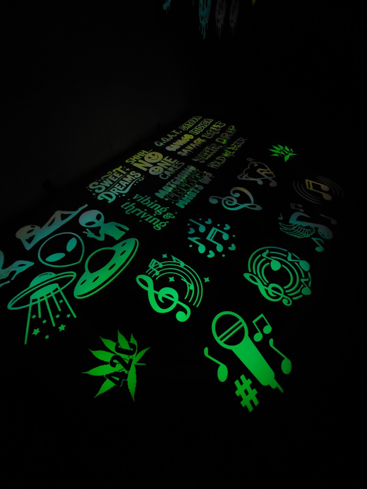 Glow In The Dark Melting Triangle Vinyl Decal Medium Size Sticker Bright Green