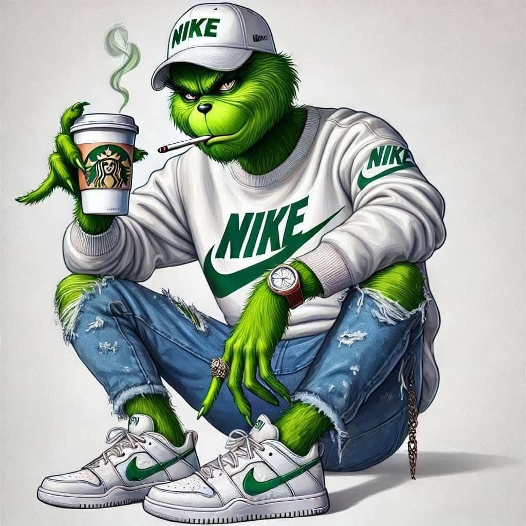 Nike Grinch Sticker Decal laptop vinyl decal