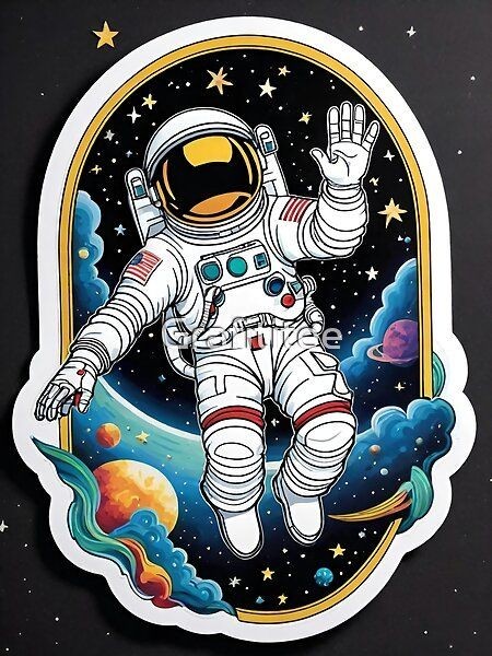Galaxy Astronaut Sticker | Planet Rocket Space Decal Waterproof Vinyl