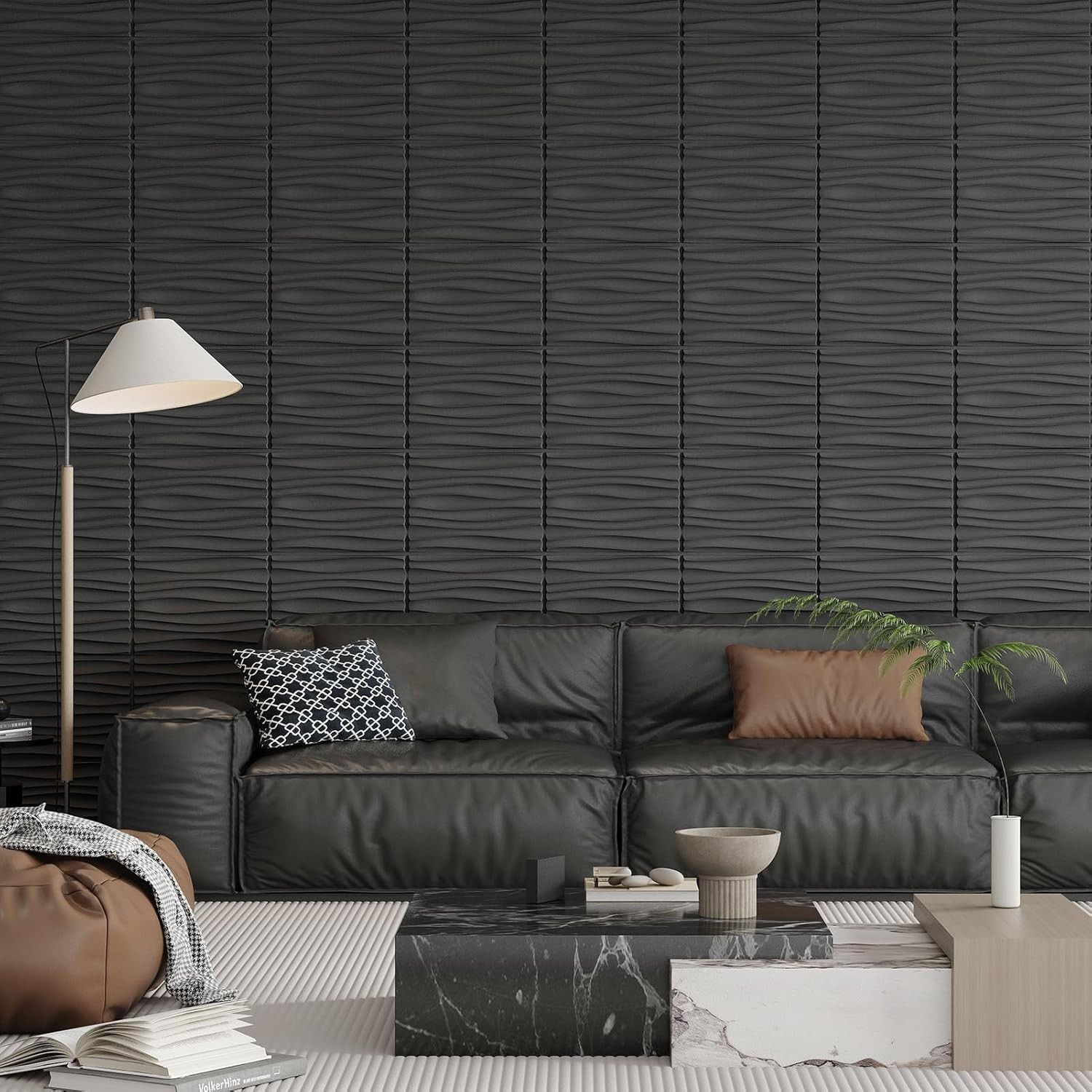 Art3d 24-Pack 3D Wall Panels for Interior Décor, 15.7 x 11.8 Inch, Black
