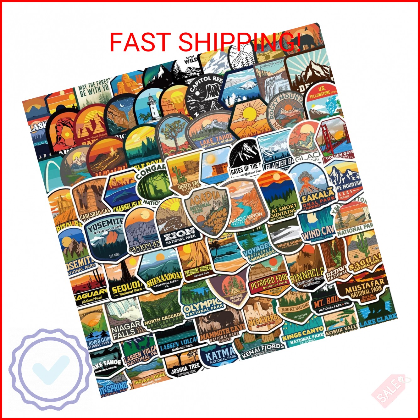 156 Pcs National Parks Sticker Pack, Outdoor Nature Camping Hiking Inspired Wate