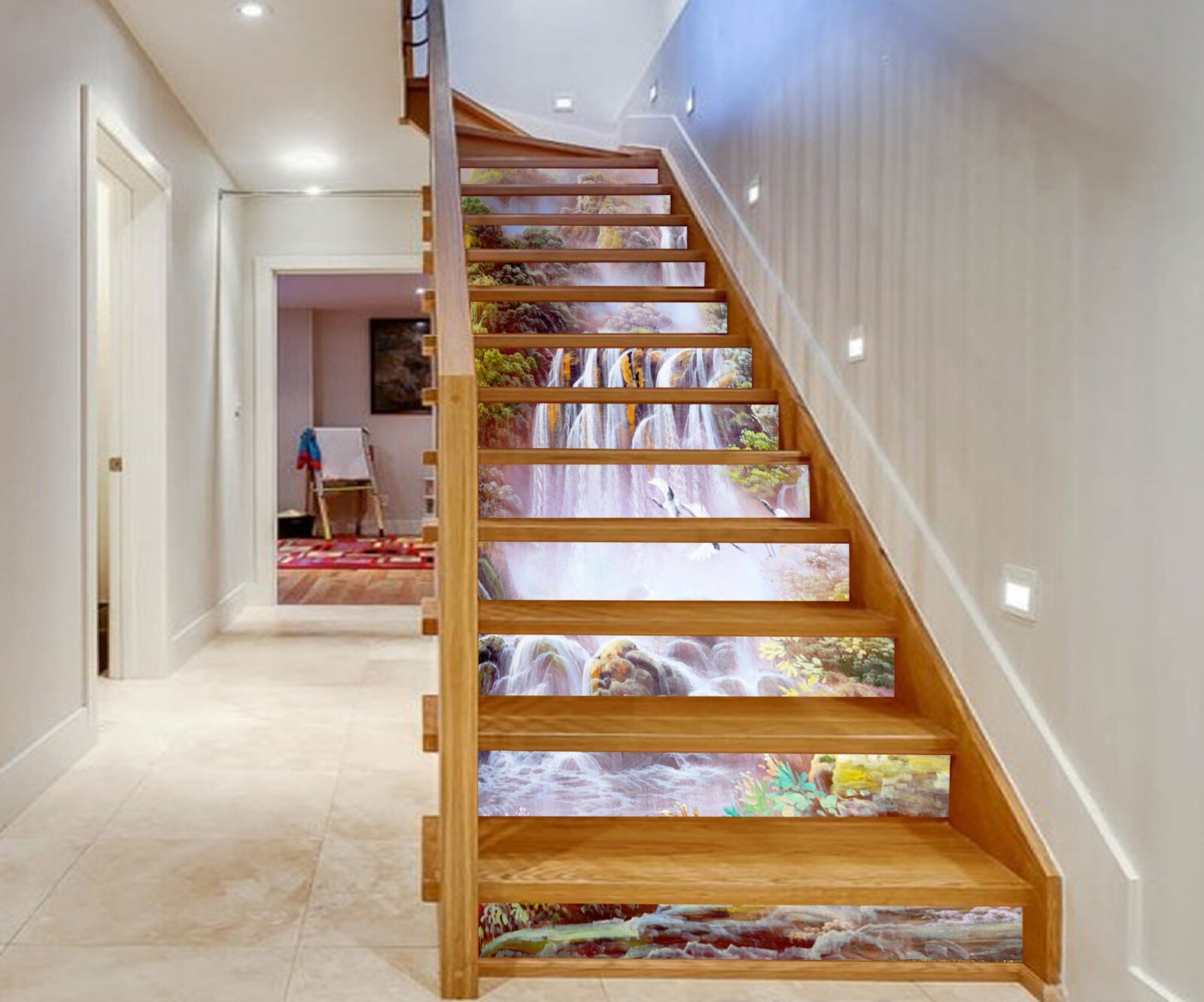 3D Waterfall Mountain AZ976 Stair Risers Decoration Mural Vinyl Wallpaper Kay