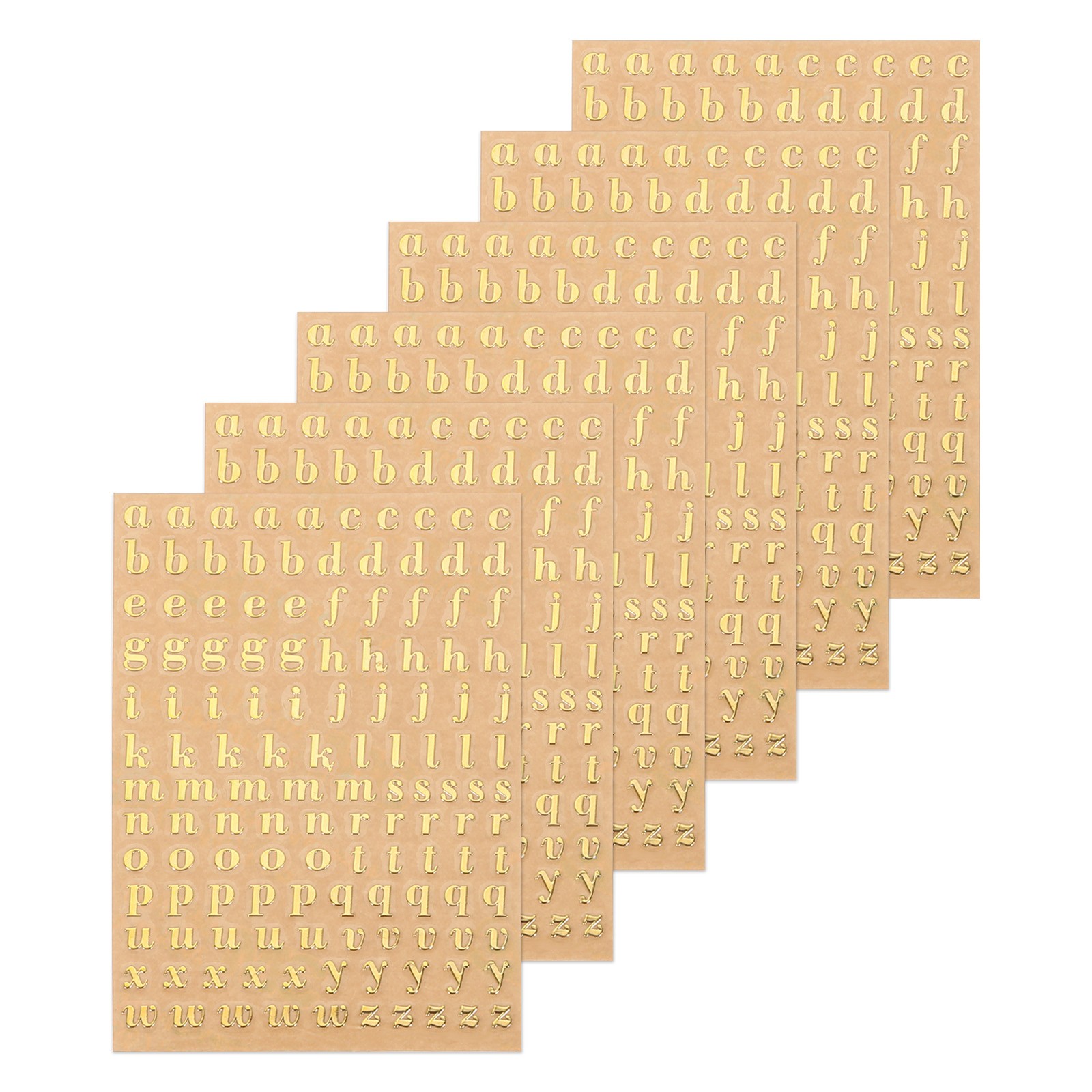 6 Sheets 4.5mm Letter Resin Stickers A to Z Gold Mini Sticker Lowercase