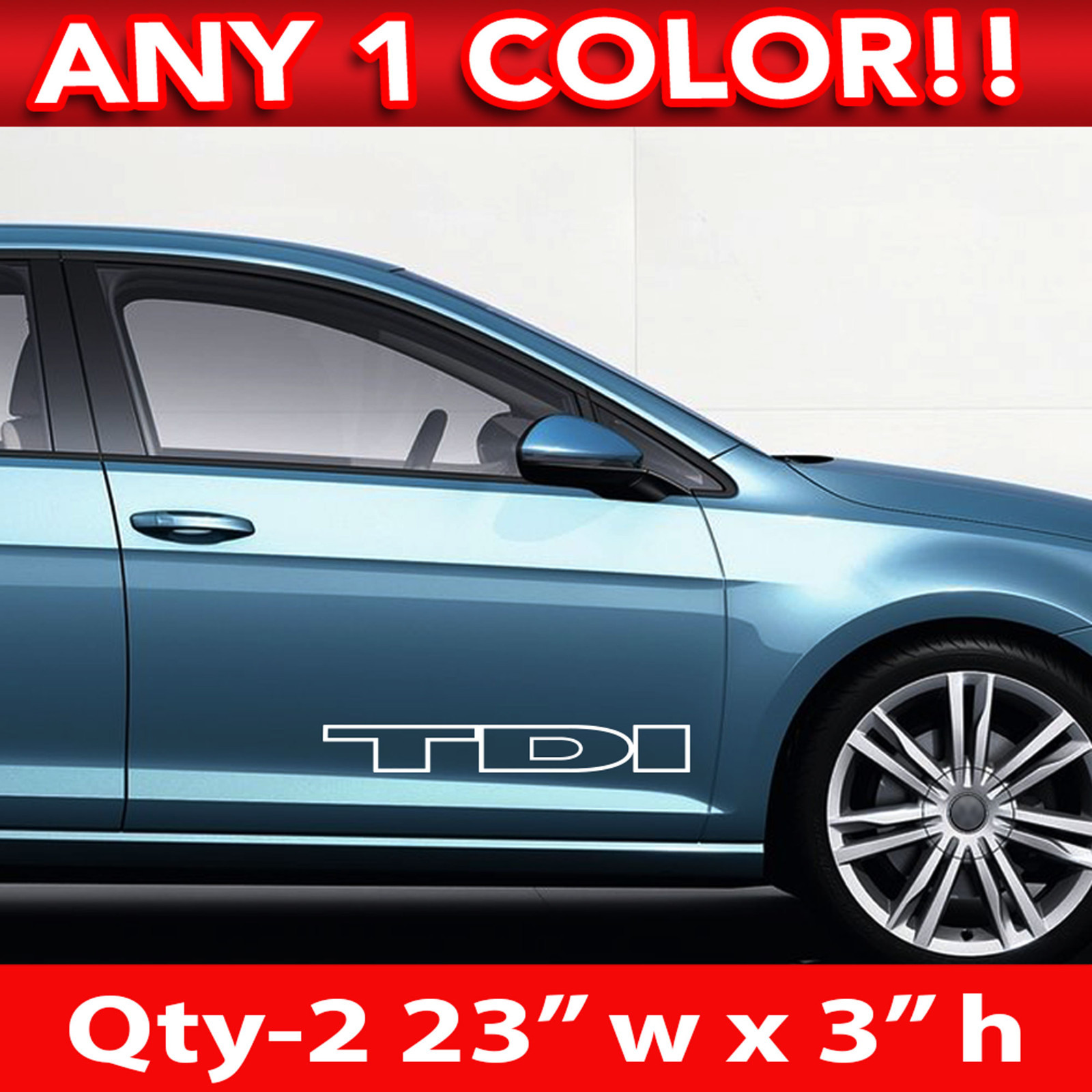 Qty-2 " TDI " OUTLINE SIDE DECAL STICKER 23"w x 3" ANY 1 CLR