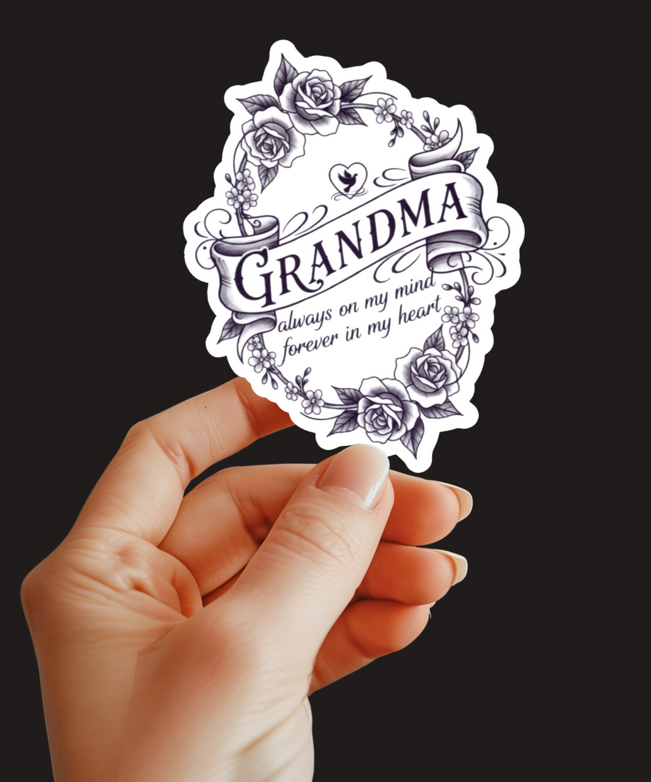 In Memory of Grandma Vinyl Sticker "Always On My Mind Forever In My Heart"