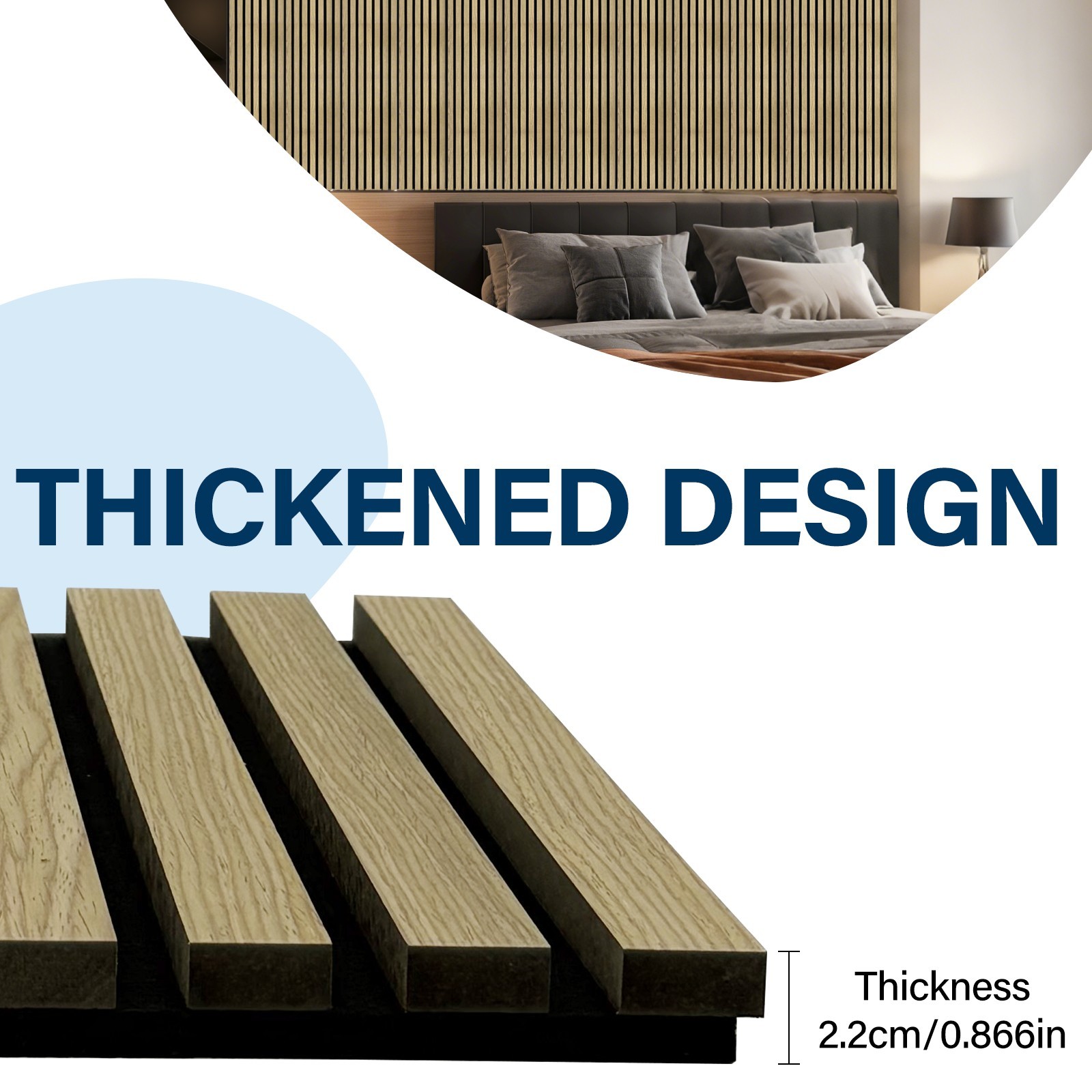 Wood Slat Wall Panels 4 Pack 3D Fluted Decor for Living Room Bedroom Office