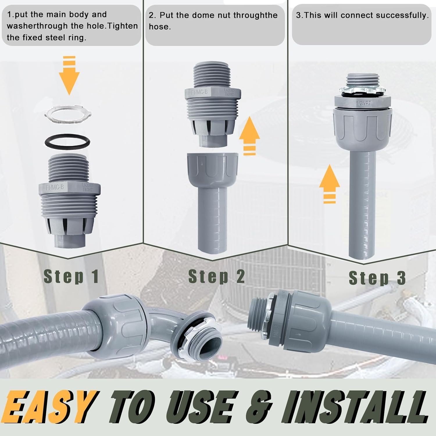 Liquid-Tight Conduit and Connector Kit – 3/4 Inch 100 FT Non Metallic Liquid …