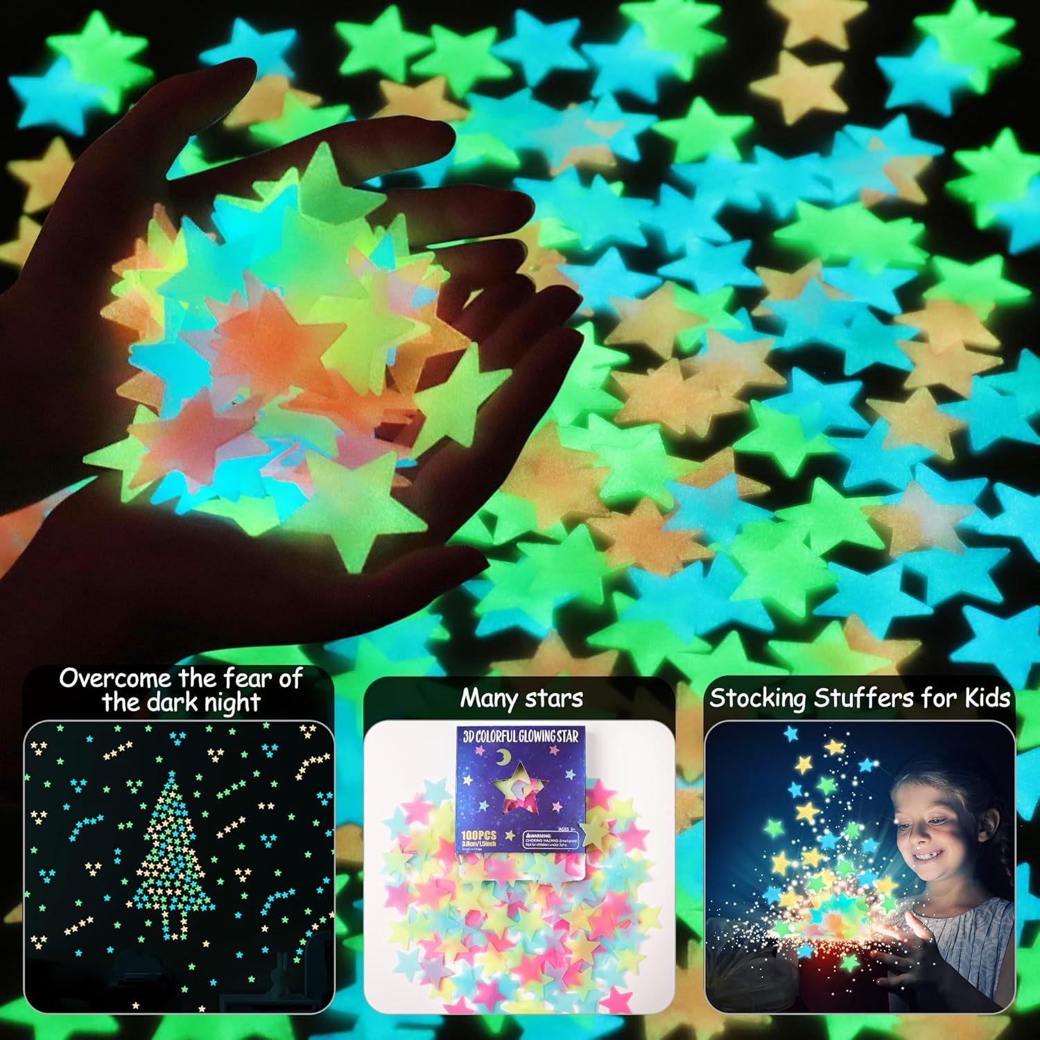 10pc Random Glow in Dark Luminous Stars Fluorescent Noctilucent Wall Sticker