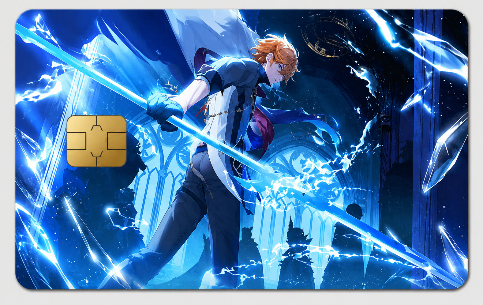 Blue Battle Scene Genshin Impact Childe Debit Card Credit Card Skin Sticker