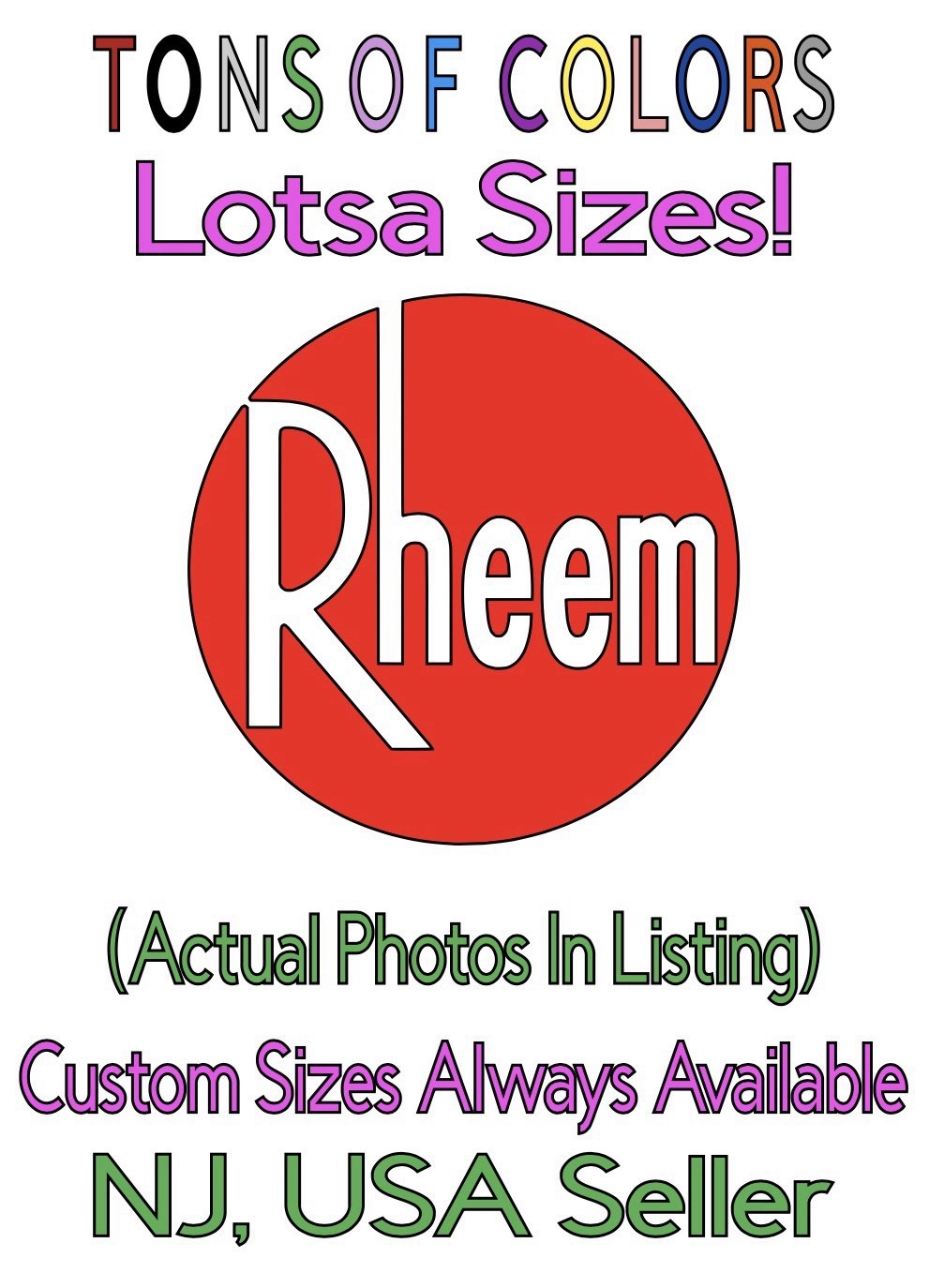 Rheem HVAC Die Cut Vinyl Decal Heating Cooling Plumbing Trades Blue Collar Van 1
